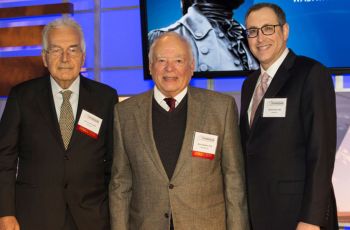 Enrico Garaci, MD; Allan Goldstein, PhD; and Gabriel Sosne, MD, standing together at the Fifth International Symposium on Thymosins in Health and Disease 