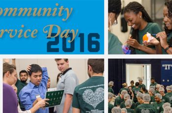 A collage of SMHS students participating in Community Service Day activities.