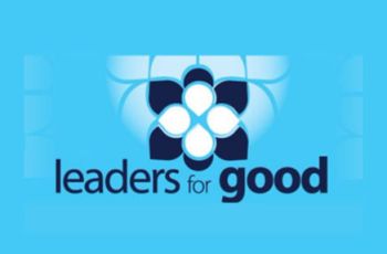 Blue lotus-shaped flower | "leaders for good"