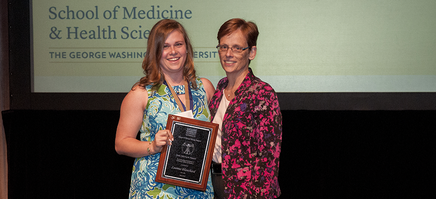Leanna Blanchard, the winner of the 2015 Jean Johnson Award for Leadership, Excellence, and Quality with Margaret Plack, Ed.D., Interim Senior Associate Dean for the Health Sciences Programs