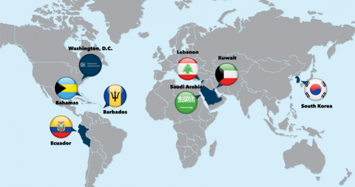 World map showing IMP program student locations